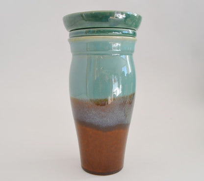 Teal and Stoneware Travel Mug