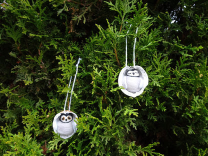 Needle Felted Penguin in Walnut Heirloom Ornament