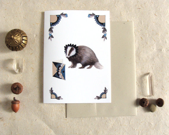 Critters and Cards: Badger - Greeting Card