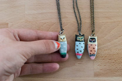 Great Horned Owl Necklace Brass Chain