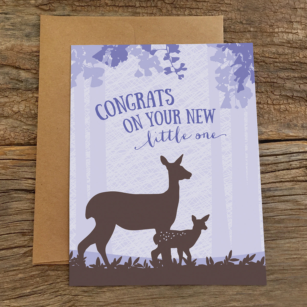 Doe and Fawn New Baby Card