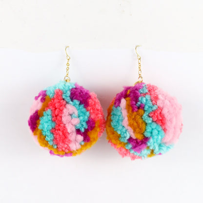 Pink and Turquoise Pom Pom Earrings - WATERBURY