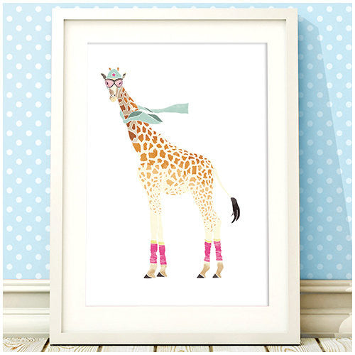 Giraffe Wearing Leg Warmers Print