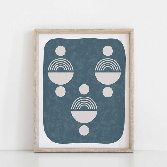 11x14 Art Print Totem Shape Face - Faded Indigo