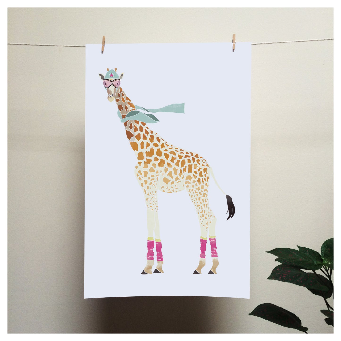 Giraffe Wearing Leg Warmers Print