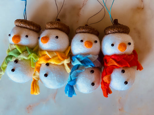 Wool Felt Acorn Hat Snowman Ornament