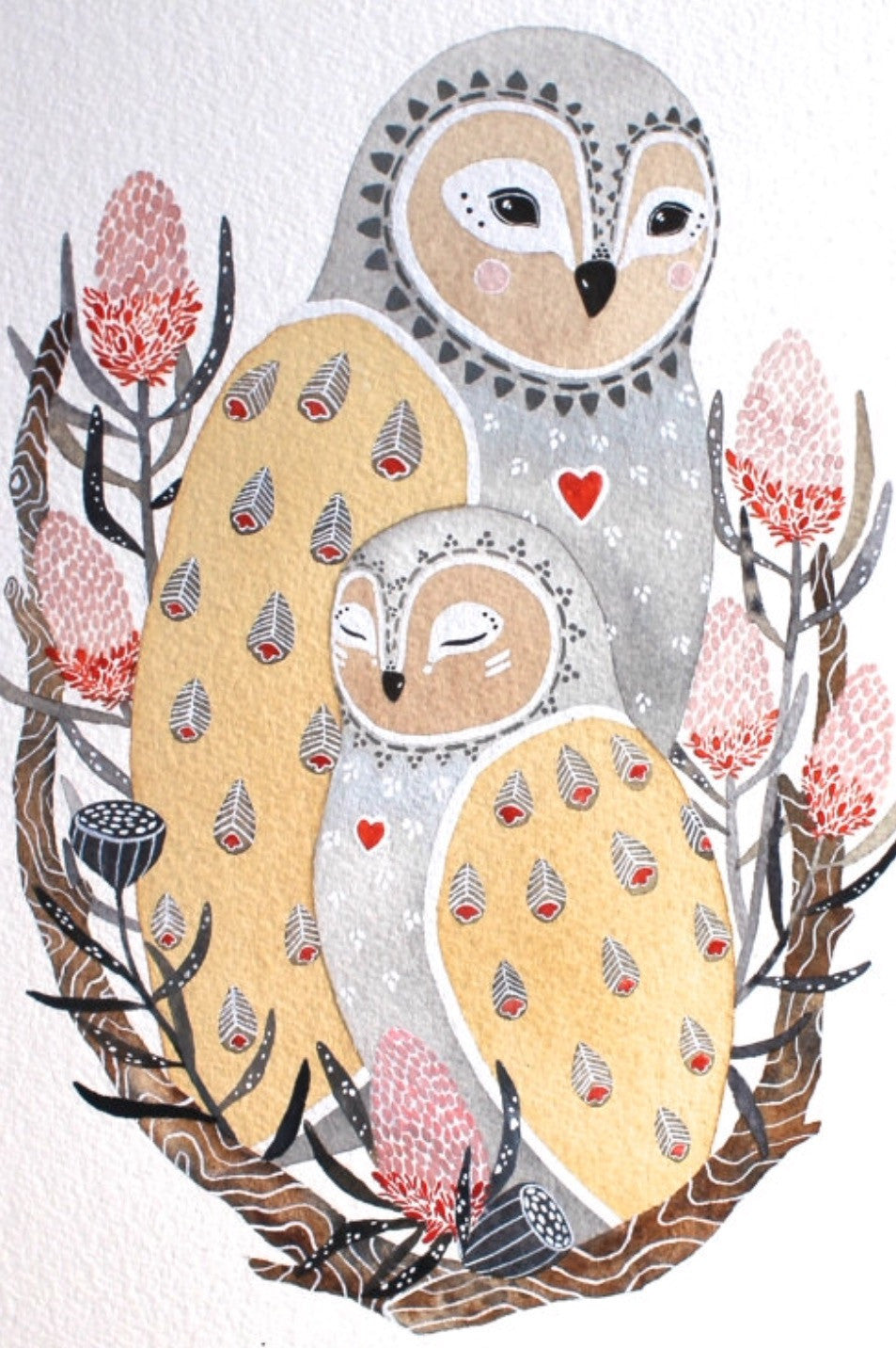 Luna and Dali Owls 8x10" Print
