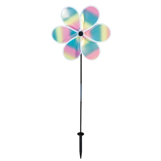 13.5" Striped Iridescent Flower Spinner