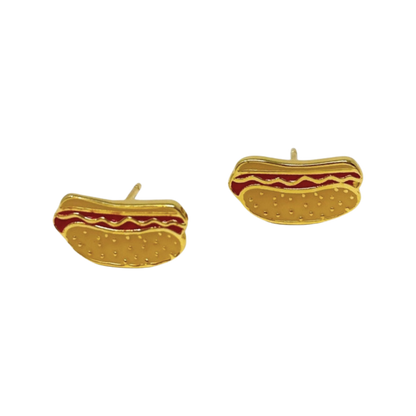 Hot Dog Enamel Earrings