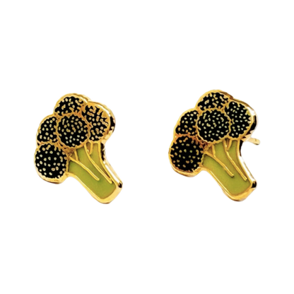 Broccoli Enamel Earrings