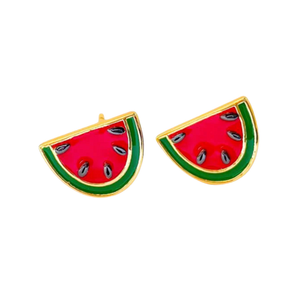 Watermelon Enamel Earrings