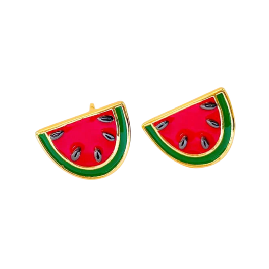 Watermelon Enamel Earrings