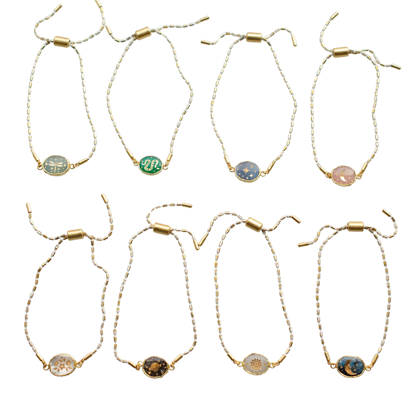 Gemstone Pull Tie Bracelets