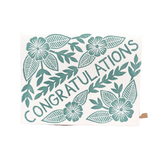 "Congratulations" Block Printed Greeting Card