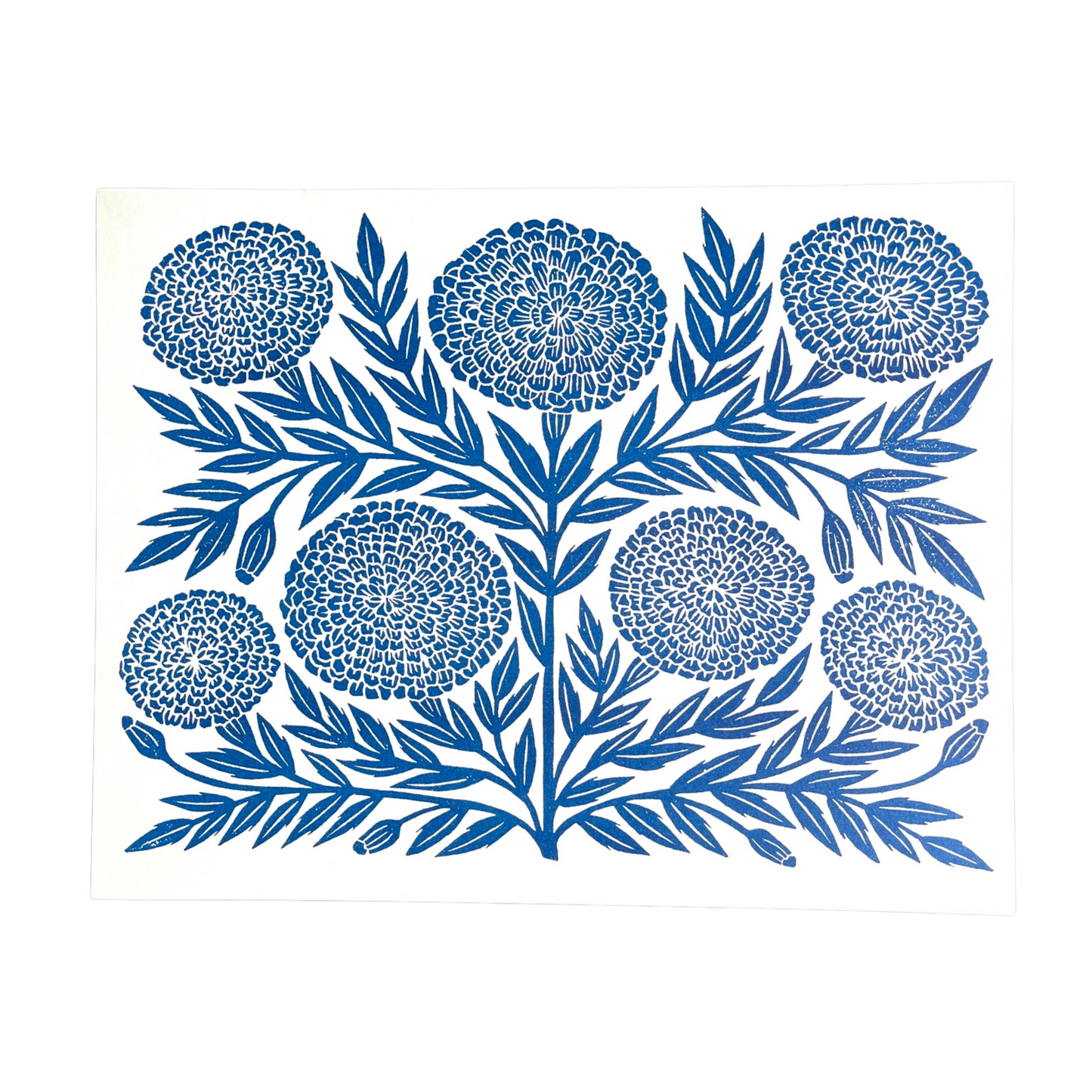 Garden Series: Navy Marigold Risograph Print