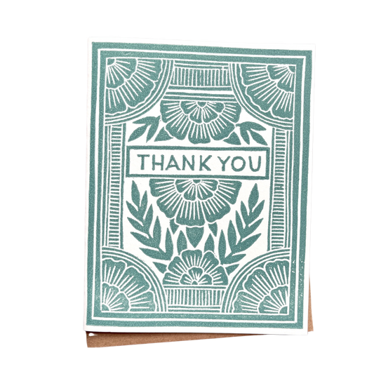"Thank You" Block Printed Greeting Cards, GR45  Set of 6