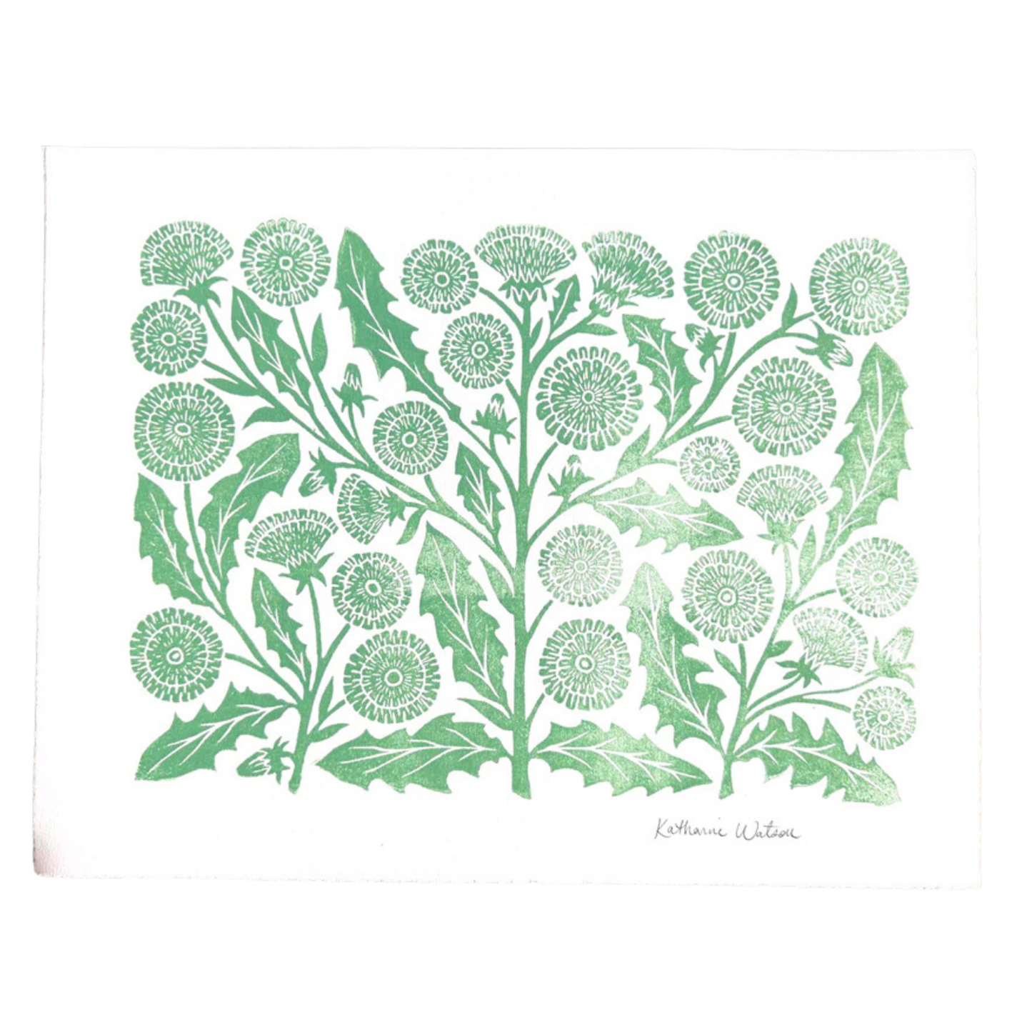 Hand Block Printed Dandelions Art Print No. 3046