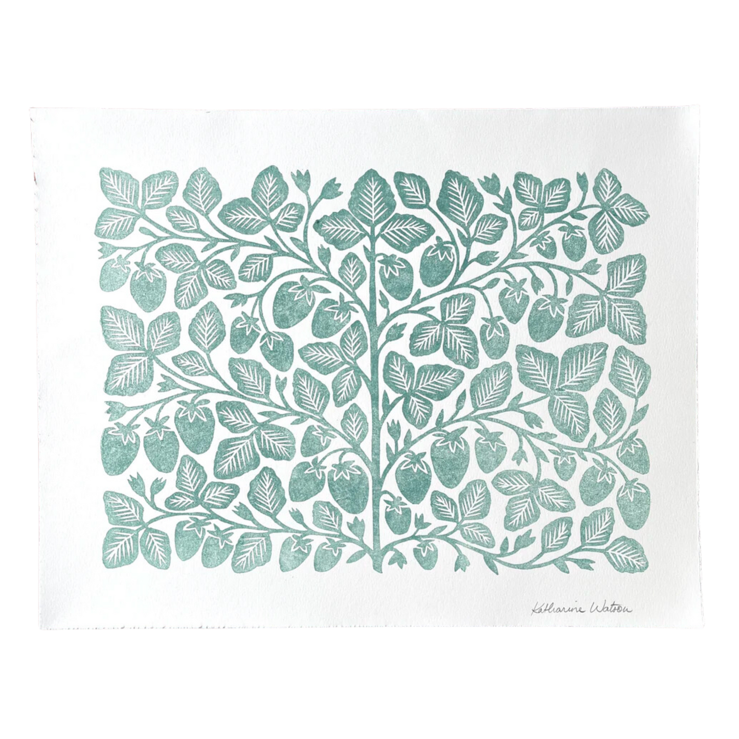 Hand Block Printed Strawberry Art Print No. 2572
