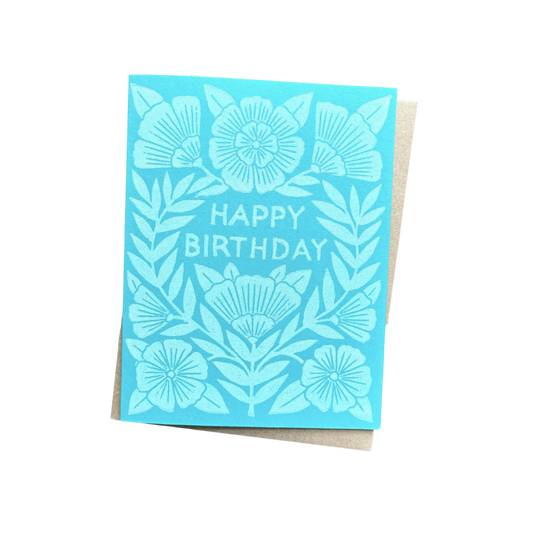 "Happy Birthday" Block Printed Greeting Card
