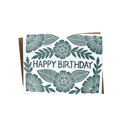 "Happy Birthday" Block Printed Blank Card