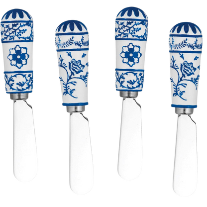 Blue and White Global Garden Polyresin Cheese Spreader