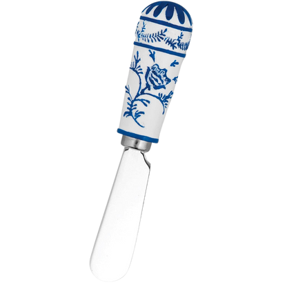 Blue and White Global Garden Polyresin Cheese Spreader