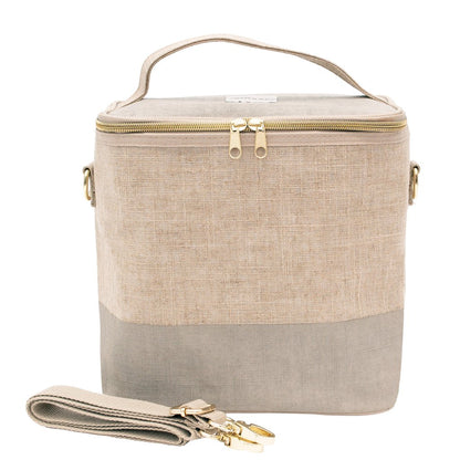 Linen Cement Color Block Lunch Poche