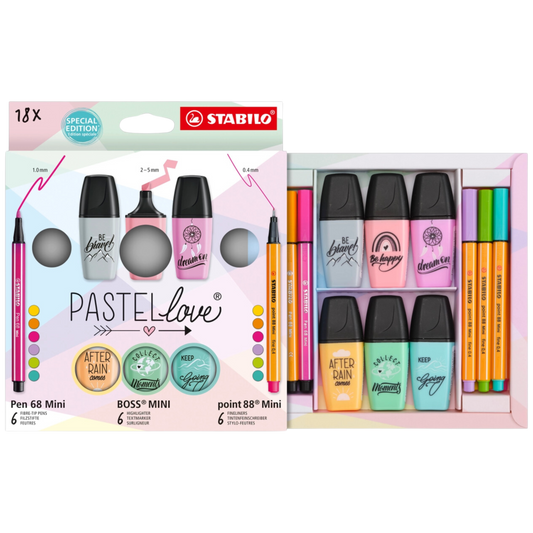 Stabilo Point 88 & Pen 68 Mini 18pc Pastel Set