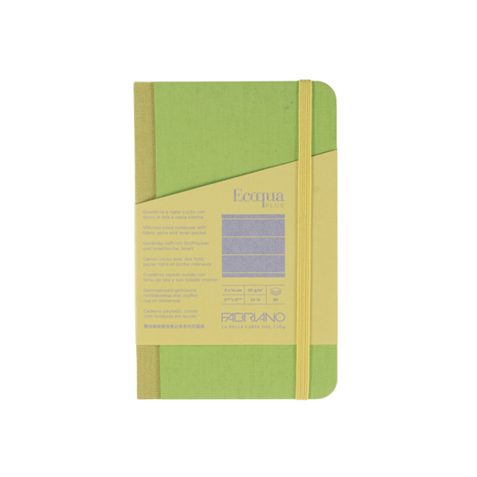 Fabriano Ecoqua Plus Fabric-Bound Notebook, Pocket, Line, Lime
