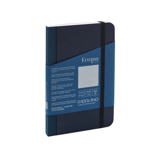 Fabriano Ecoqua Plus Fabric-Bound Notebook, Pocket, Blank, Navy