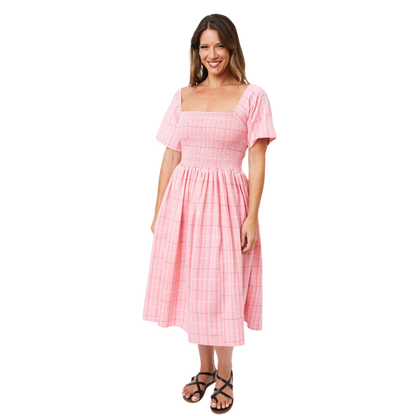Teddy Dress Pink Plaid