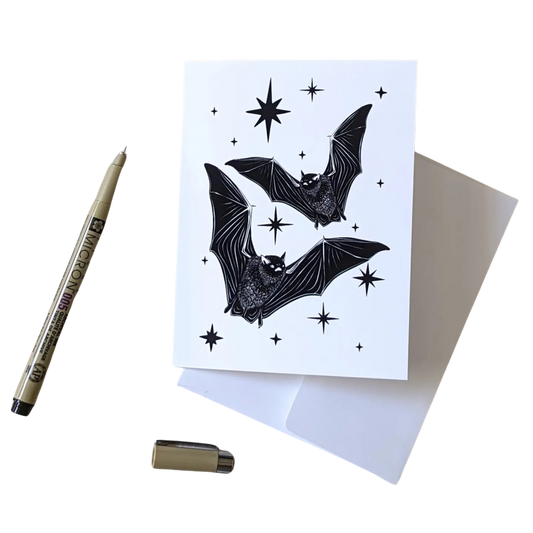 "Celestial Bats" Notecard