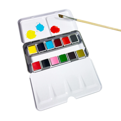 Watercolor Set - Travel-Friendly Metal Palette - 12 Colors