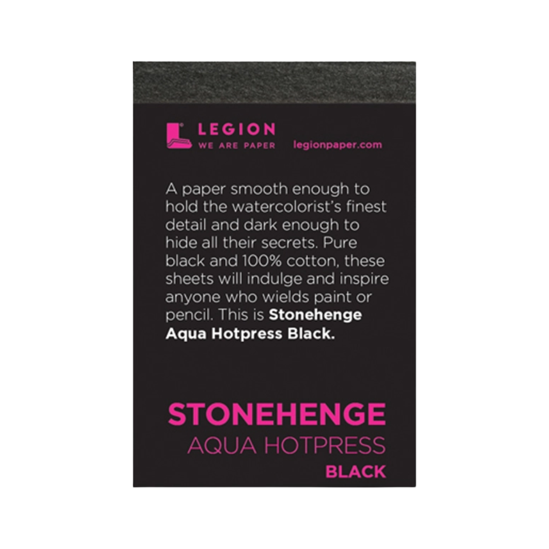 Stonehenge Aqua Black Mini Pad - Hotpress Watercolor Paper (2.5"x3.75")