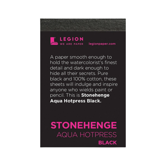 Stonehenge Aqua Black Mini Pad - Hotpress Watercolor Paper (2.5"x3.75")