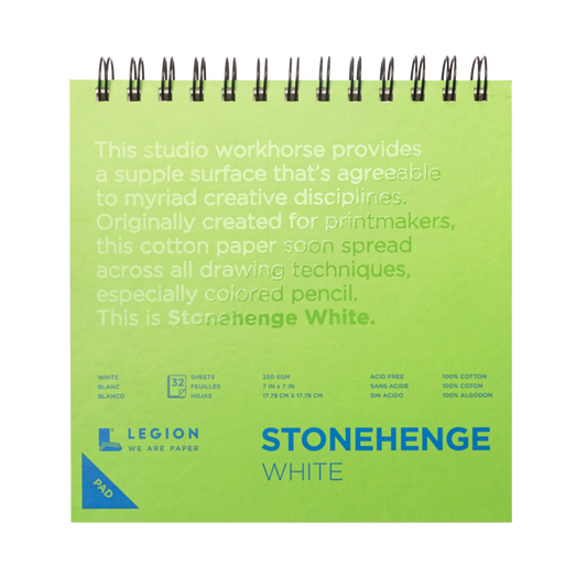 Stonehenge White Spiral Pad, Journaling, Drawing & Sketching (7"x7")