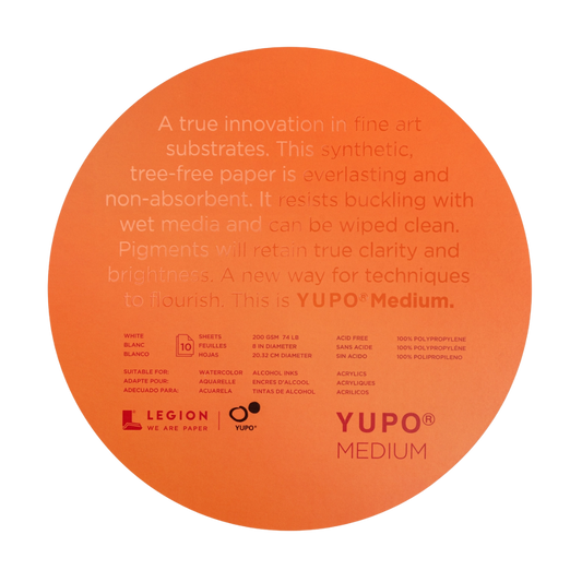 Yupo Round Paper Pads - Watercolor, Acrylic & Alcohol Inks (8" Diameter)