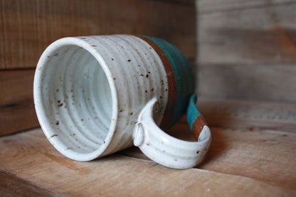 Blue Coffee Mug with Brown & White Stripes - WATERBURY