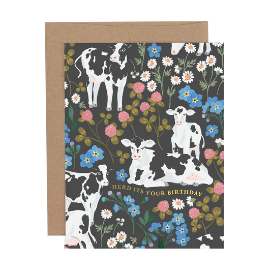 "Herd It's Your Birthday" Cow Greeting Card