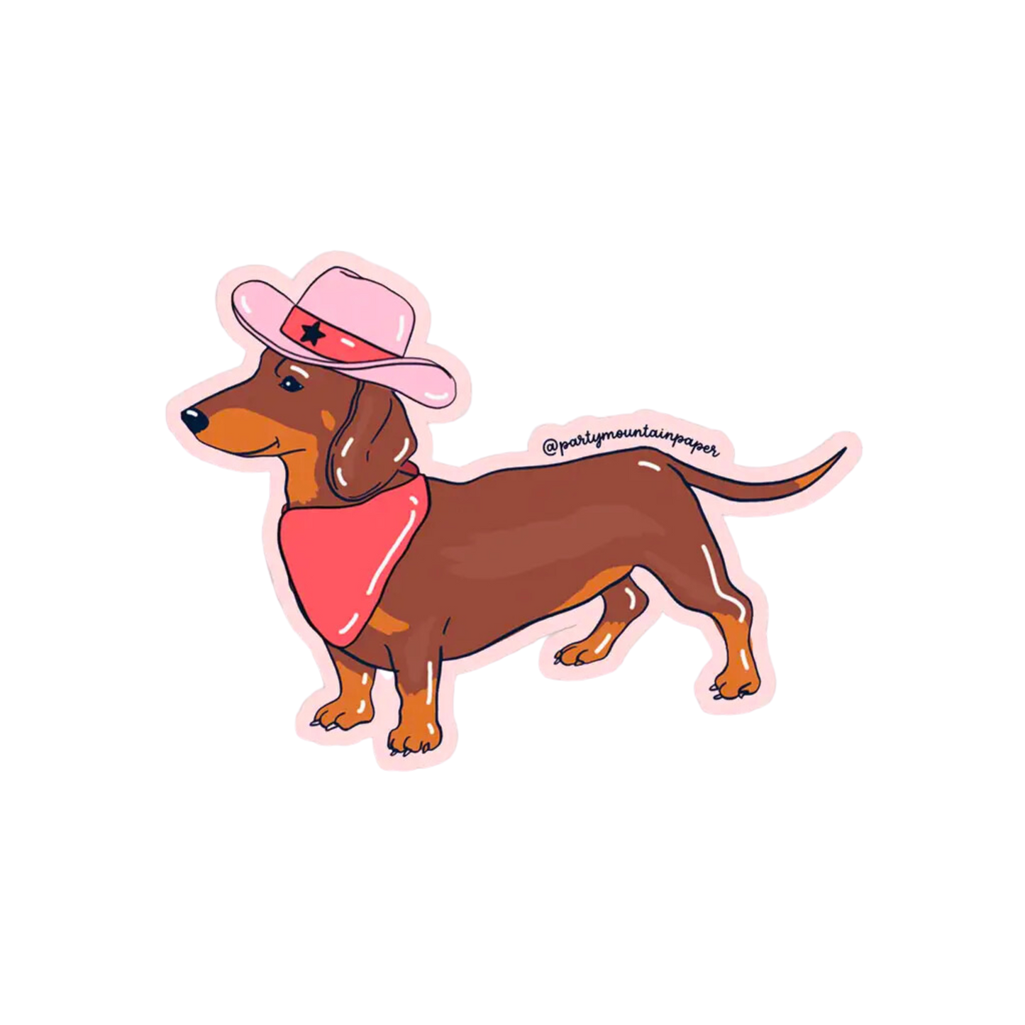 Weenie Dog Cowboy Sticker