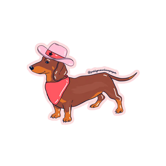 Weenie Dog Cowboy Sticker