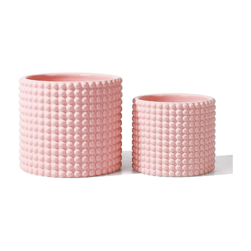 Pink Hobnail Ceramic Planter