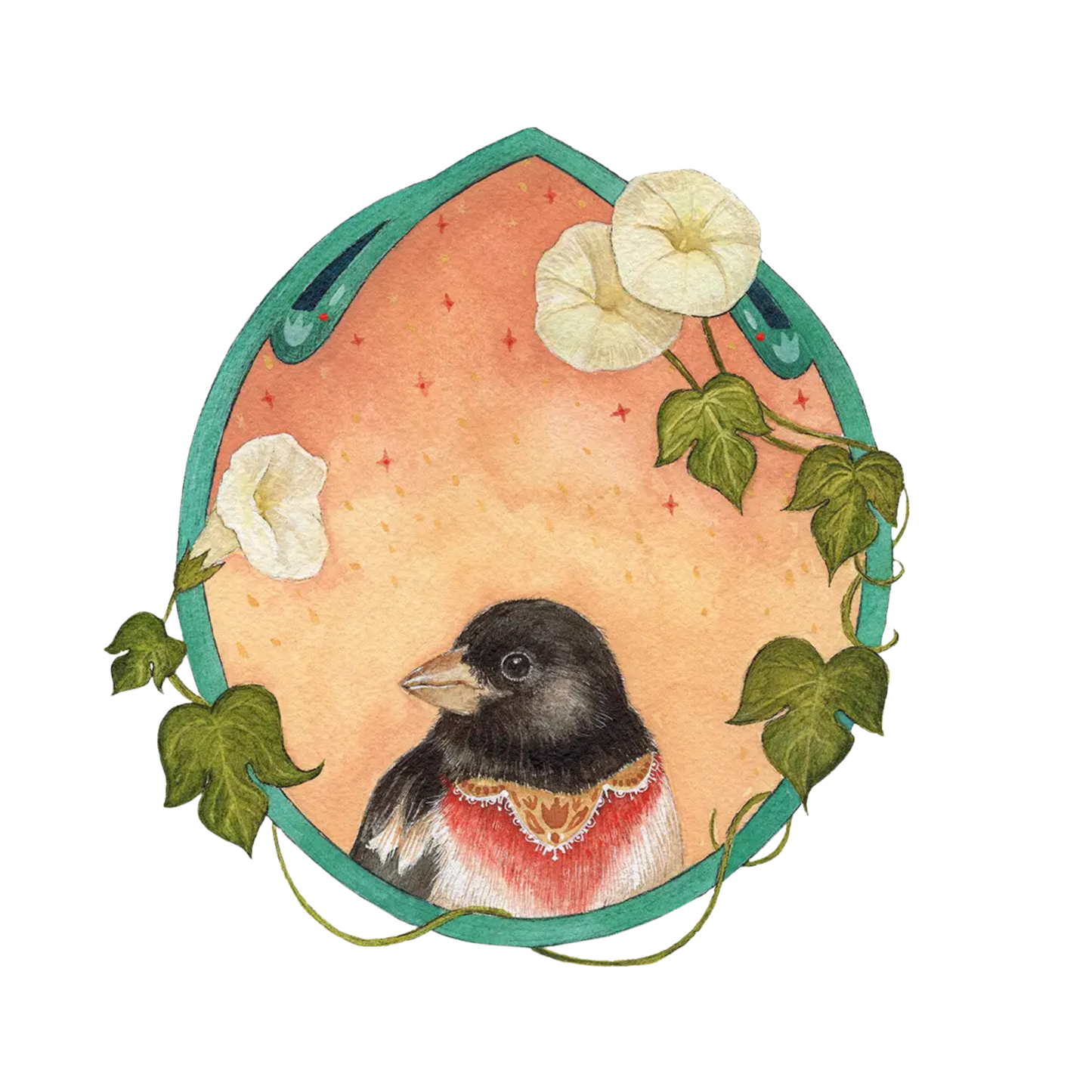 Grosbeak of Morning Glories Art Print