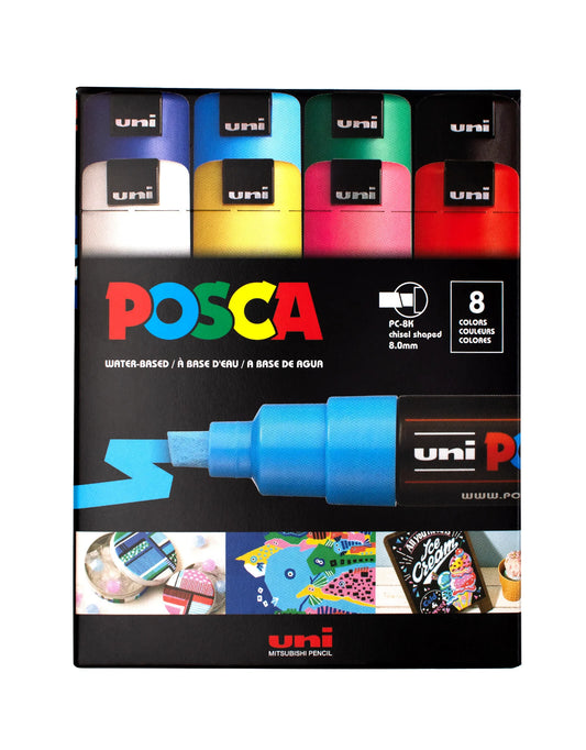 POSCA Paint Marker, Broad Chisel, Set of 8