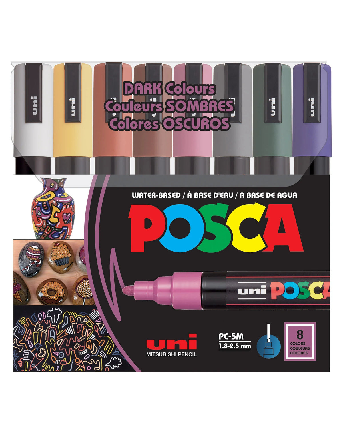 POSCA Paint Marker, Medium, Dark Color Set of 8