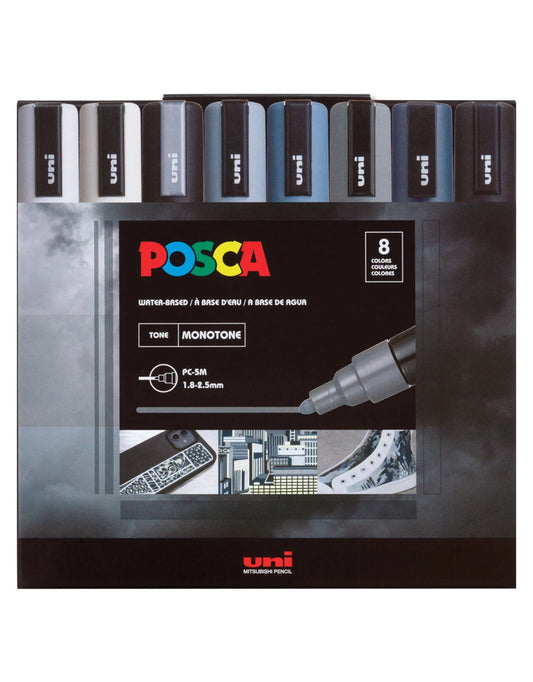 POSCA Paint Markers, Medium, Monotone Set of 8
