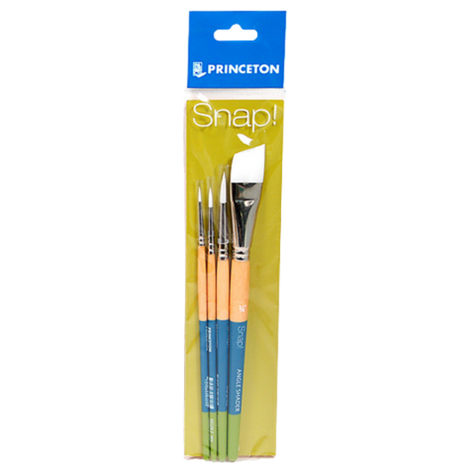 Snap White Taklon 4pc Set: Round 2, 0, 6; Angle Shader 3/4"