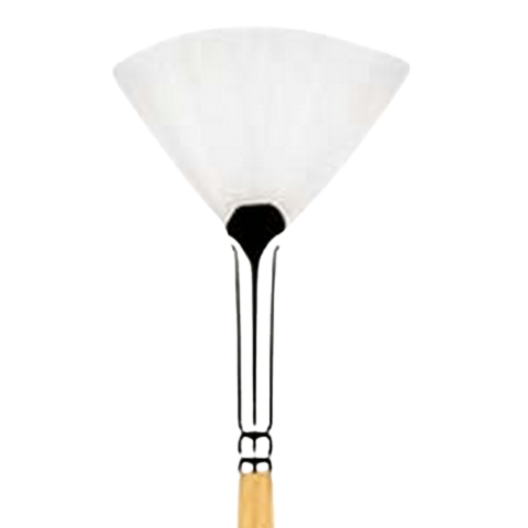 Snap White Taklon Short Handle Fan 4