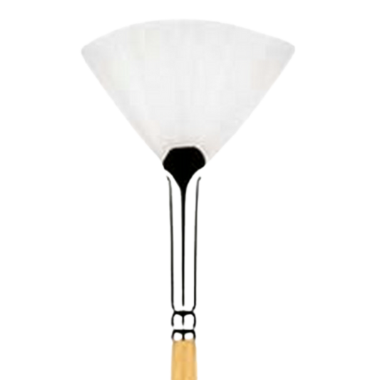 Snap White Taklon Short Handle Fan 4