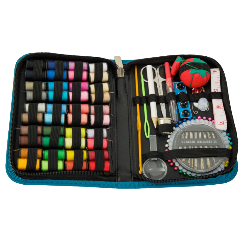 62pc Sewing Kit w/ Faux Leather Case